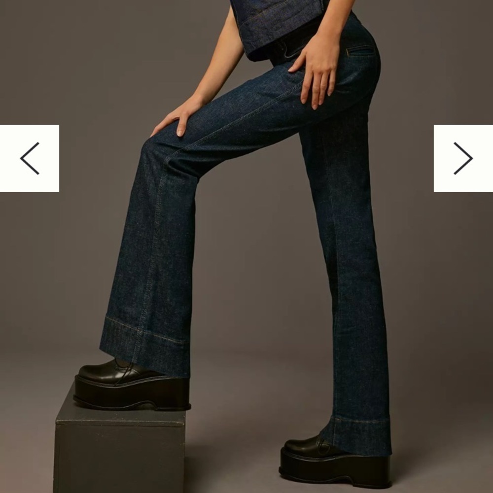 Pilcro Anthropologie Clean Rinse High-Rise Flare Jeans size 33 thigh wide hem